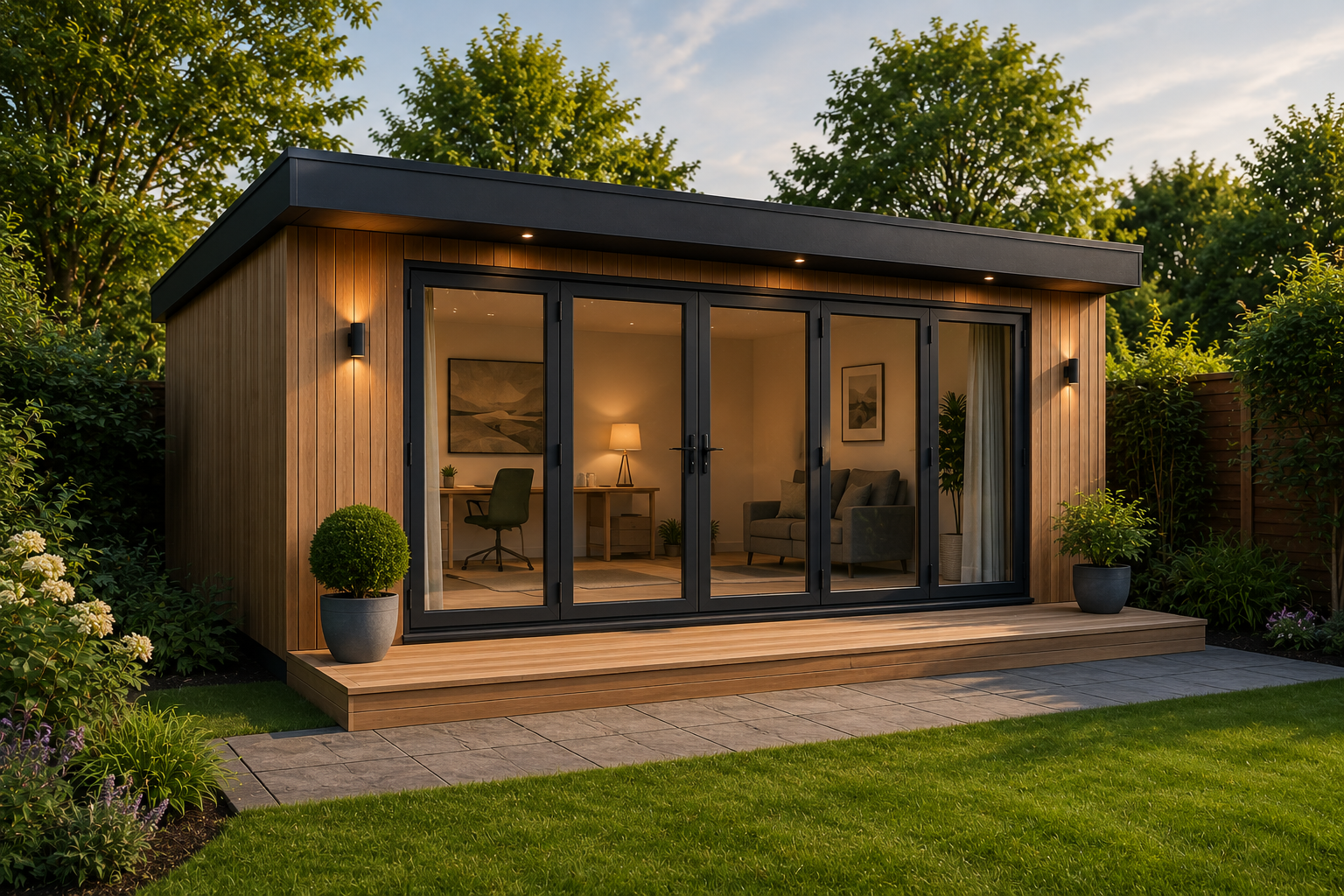 Garden room with natural timber finish